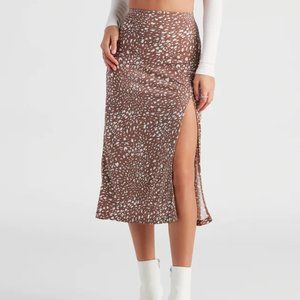 Windsor Feline Fierce High-Slit Midi Skirt 🤎